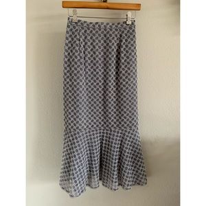 High Waisted Fit & Flair Cool Grey Midi Skirt